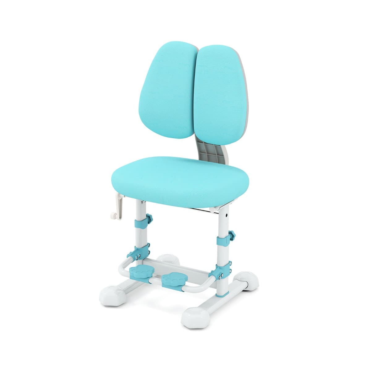 CostwayChaise d'Étude Ergonomique pour Enfants avec Dossier Réglable Repose-Pieds Hauteur et Profondeur de Siège Ajustables pour 3 Ans + Bleu