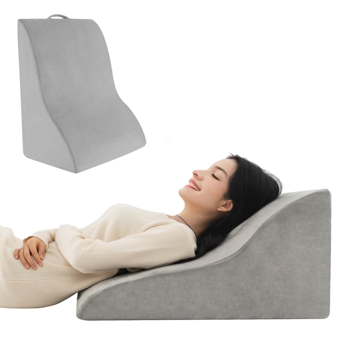 Oreiller Compensé en Éponge Haute Densité Coussin de Lecture avec Housse Amovible pour Post-chirurgi