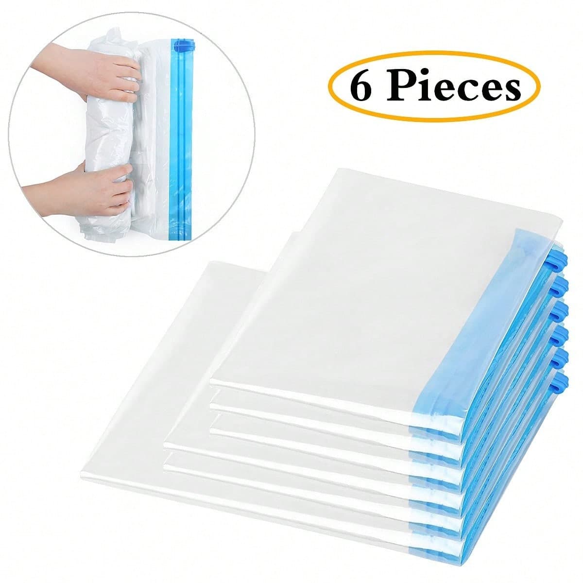 6 sacs de compression de voyage, sacs de compression indispensables pour les voyages, sacs économiseurs d'espace de rangement sous vide pour les