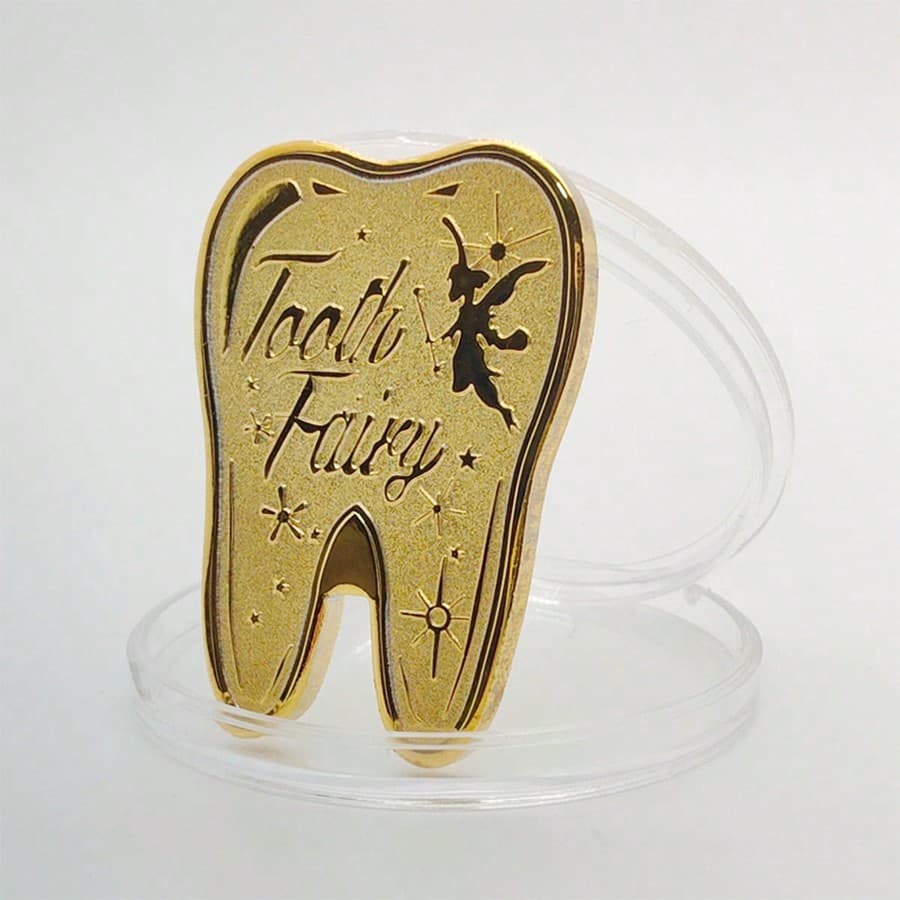 1pc, collection commémorative or de la fée des dents, peut être utilisé comme une pièce commémorative pour encourager et récompenser