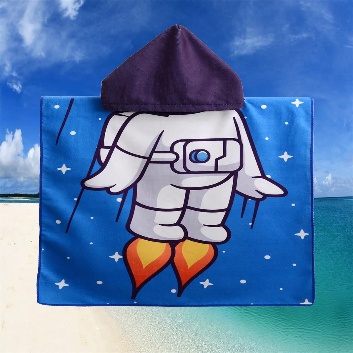 1 pièce Serviette de plage avec capuche en fibre de polyester épaissie de 60*60cm pour enfants, super absorbante et qui garde au chaud